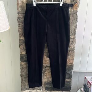 SIZE 10P TALBOTS BLACK VELOUR STRETCH WAIST SLIM ANKLE PANT W/SIDE ZIP & BUTTON